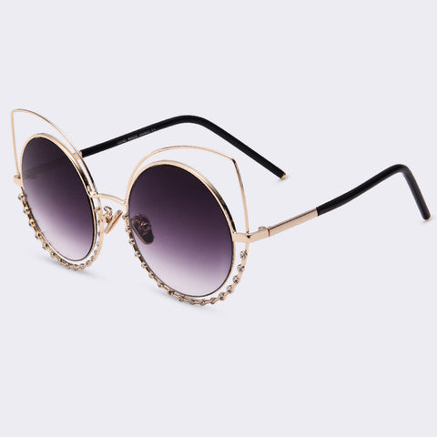 Embellished Oval Cat Eye Sunglasses - BayNavy, Sunglasses - Sunglasses, BayNavy - BayNavy