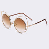 Embellished Oval Cat Eye Sunglasses - BayNavy, Sunglasses - Sunglasses, BayNavy - BayNavy