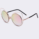 Embellished Oval Cat Eye Sunglasses - BayNavy, Sunglasses - Sunglasses, BayNavy - BayNavy